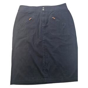 Lauren ralph lauren 14W black denim pencil skirt with leather accents knee